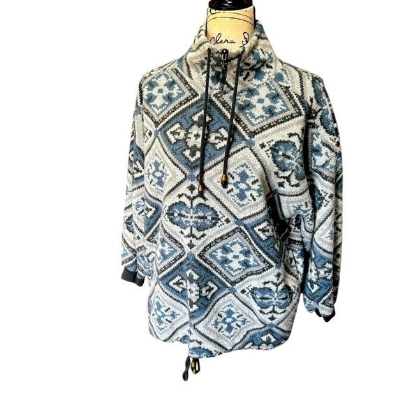 Stefano International Pullover Geometric Print Quarter Zip Sweatshirt Small - Picture 1 of 11